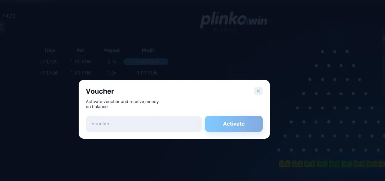 How to use promo codes for Plinko game